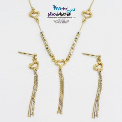 Gold half set - necklace and earrings - heart design-MS0618
